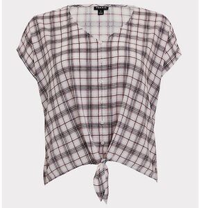 TORRID New Plaid V Neck Tied Up Country shirt plus 5X nwt